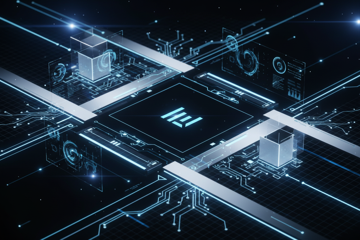 make a futuristic background for a electronics company using the colours black white and blue